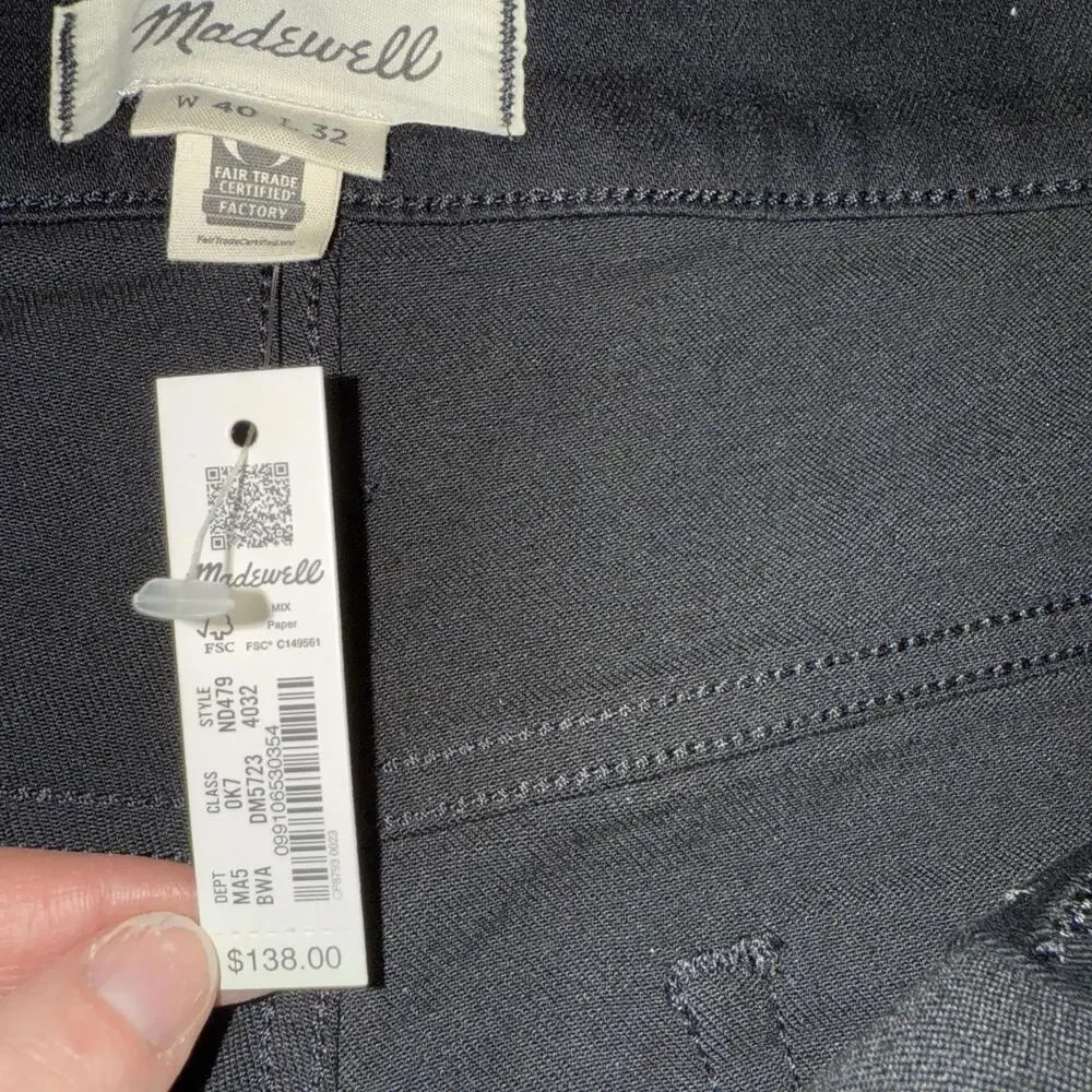 NWT Made well Mens Athletic Slim Black Jeans Size 40x 32 Flex Denim Coolmax